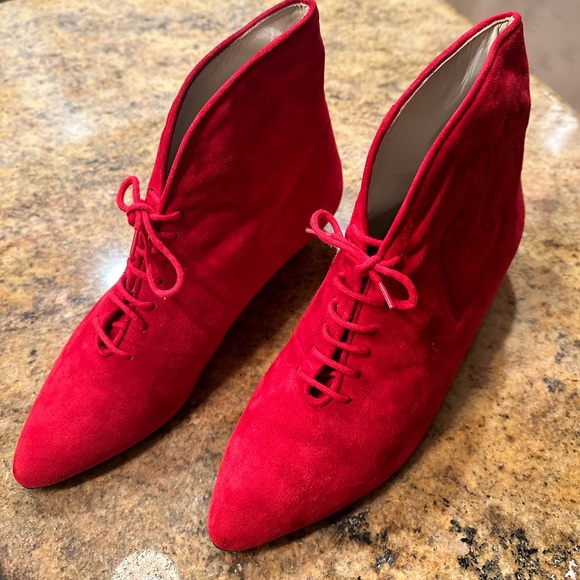 Via Spiga Red Suede Booties - Picture 2 of 5